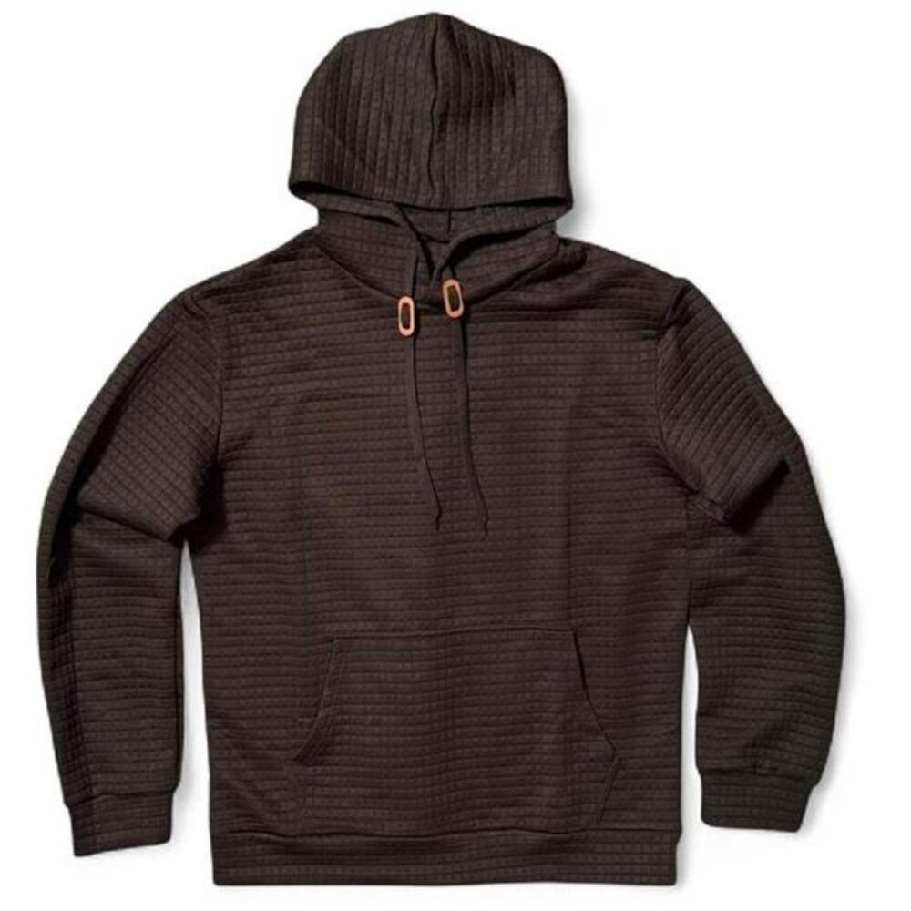 Quilted waffle pullover hoodie – Black, M